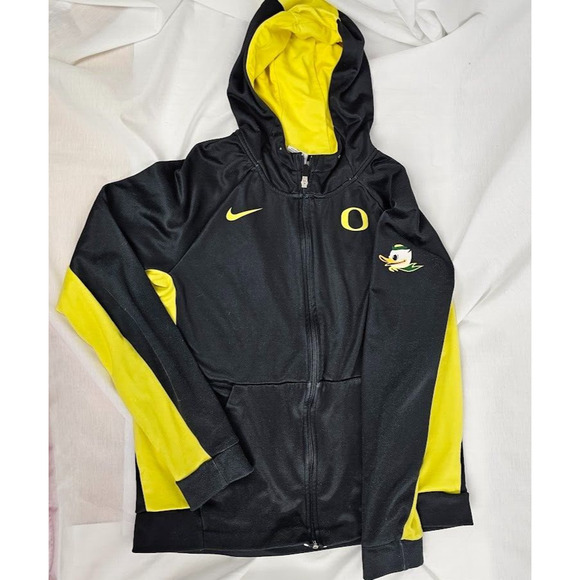 Nike Oregon Ducks Athletic Training Jacket Black Yellow Stripe Logo Women Medium - Picture 1 of 5